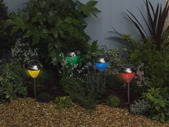 Moderne Gartenbeleuchtung-farbene Solarleuchten edelstahl-vierer set