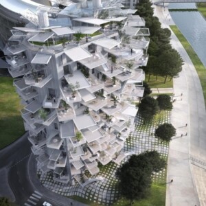 Montpellier neuer wohnviertel fujimoto wohnturm Appartements mit meerblick
