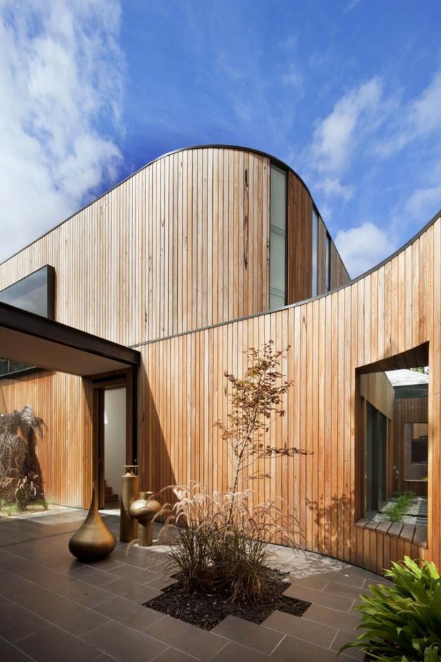 Architektur offener Bauplan Holz verkleidete Fassade