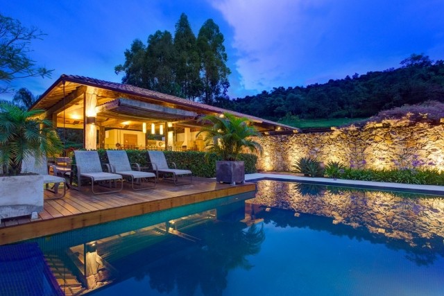 Offenes modernes Wohnhaus pavillon mit Pool Casa-Fazenda-Brasilien