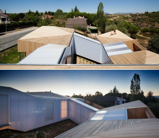 Hang Dachterrasse gestalten moderner Neubau Holz Fassade
