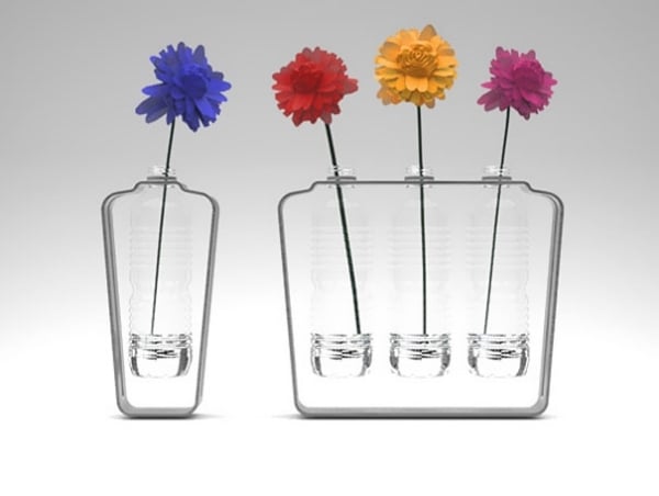 umweltfreundliche Blumenvase Knststoffflaschen recyceln Human Republic 