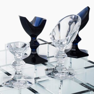 Schachspiel Geschenk spezielle Anlässe Glas blau transparent König Königin