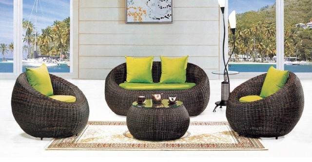 Schalensessel outdoor Sofa-Limettengrüne Polsterung-Teppich beistelltisch