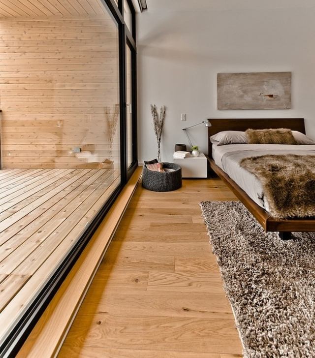 Schlafzimmer volle verglasung-Veranda Zugang Schiebetür Chalet Design