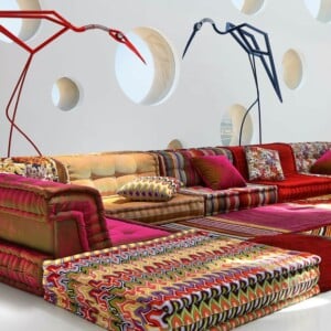 Sofa Möbel Design attraktive exotische Polsterung Vögelfiguren