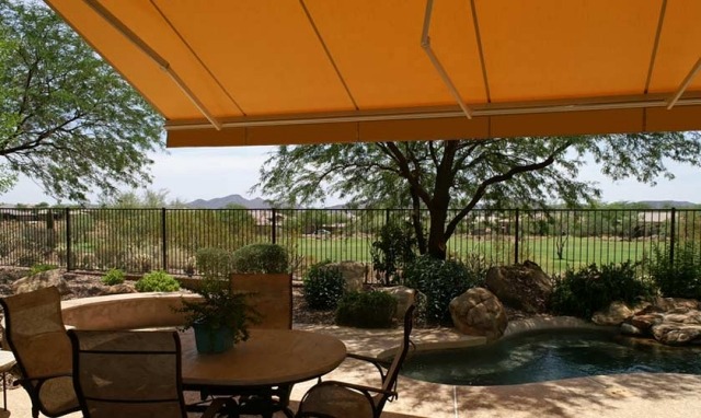 Sonnenschutz Markise für Balkon orange witterungsstabiler Stoff