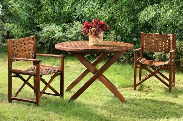 geflochtene Stühle für Garten aus Holz Runder gartentisch-alcazar