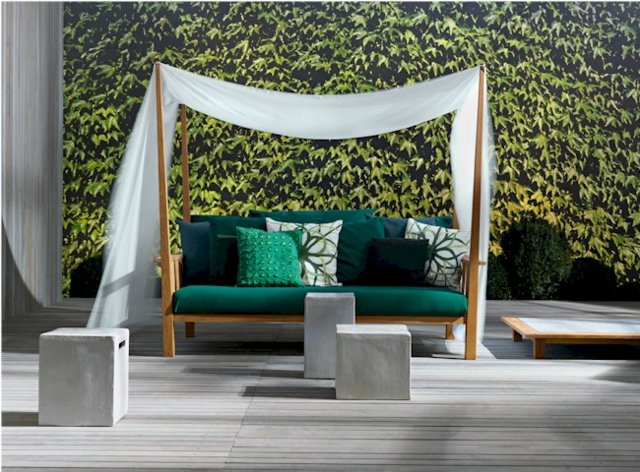 Zweisitzer Sofa Sonnenschutz Deko Kissen Immergrüne Pflanzen