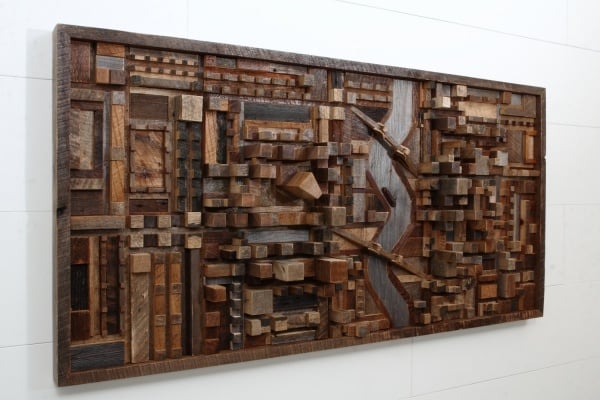 Wandkunst recyceltes Holz verwenden-darstellung stadtlandschaft
