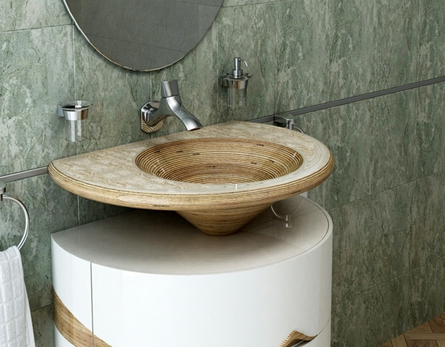 Waschtisch Waschbecken Holz moderne Badmöbel Sets elegant stilvoll-luxuriös
