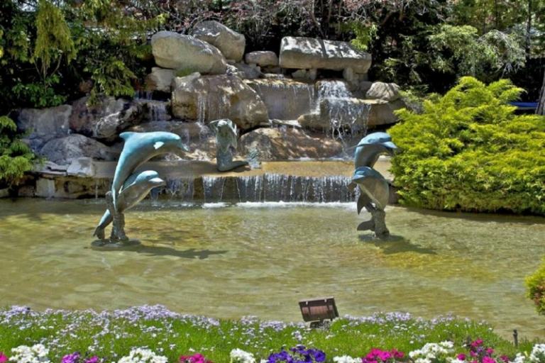 Wasserfall-Wasserteich-Gartendeko-Figuren-Delfine-Meerjungfraua