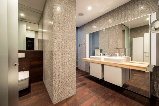 Wohnung einrichten badezimmer modern geomertische note groß
