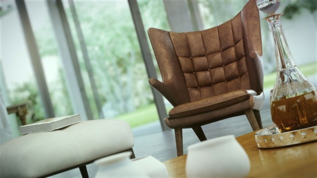 Einrichtung Ideen Ledermöbel braun Sofa Set Tisch Holz