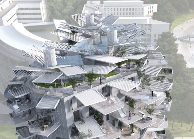 alte trifft moderne Stadtarchitektur-designorientiert turm Montpellier-Sou Fujimoto