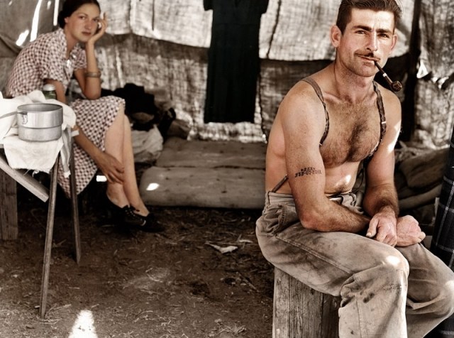 arbeitsloser Holzarbeiter Jahre 1939 koloriert Mads Madsen