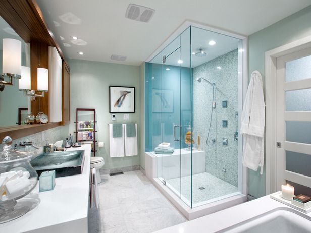Bad mit Dusche gestaltung begehbare dusche glaswand maritim