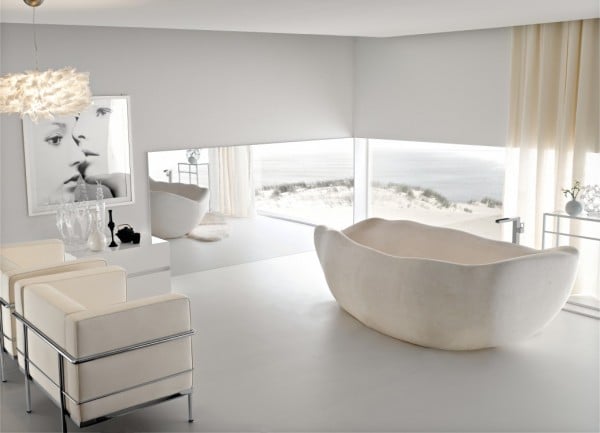 badezimmer kontraste symmetrie assymetrische form badewanne effektvoll