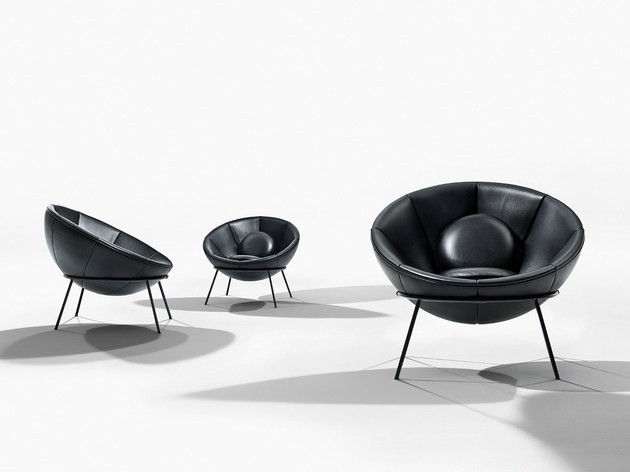 bardi bowl-stühle schwarz-Naturleder bezug metallgestell