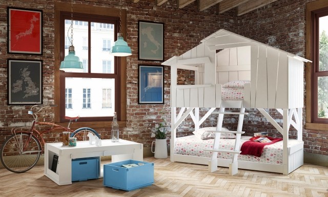 Kreative Kinderbetten baumhausbett weiß etagenbett kinder abenteuer weiß