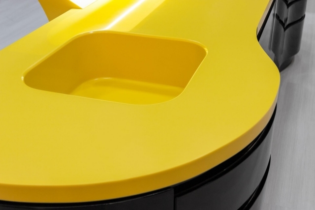 designer kücheninsel arbeitsplatte gelb innovativem mineralwerkstoff HIMACS-LG-HAUSYS