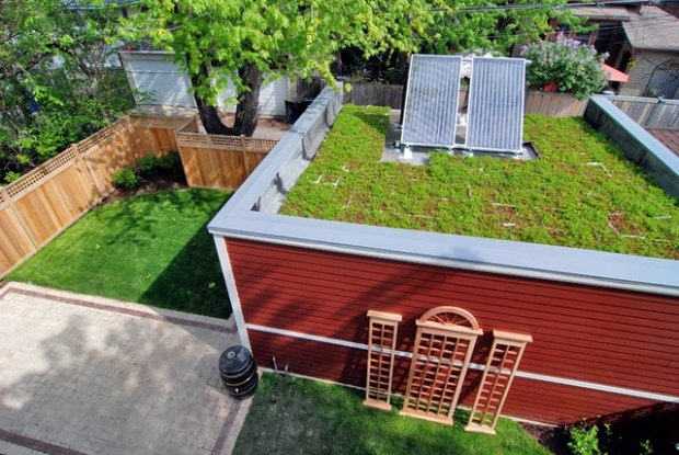 extensive Dachbegrünung dach mit Solarzellen-ausgestattet nachhaltige architektur