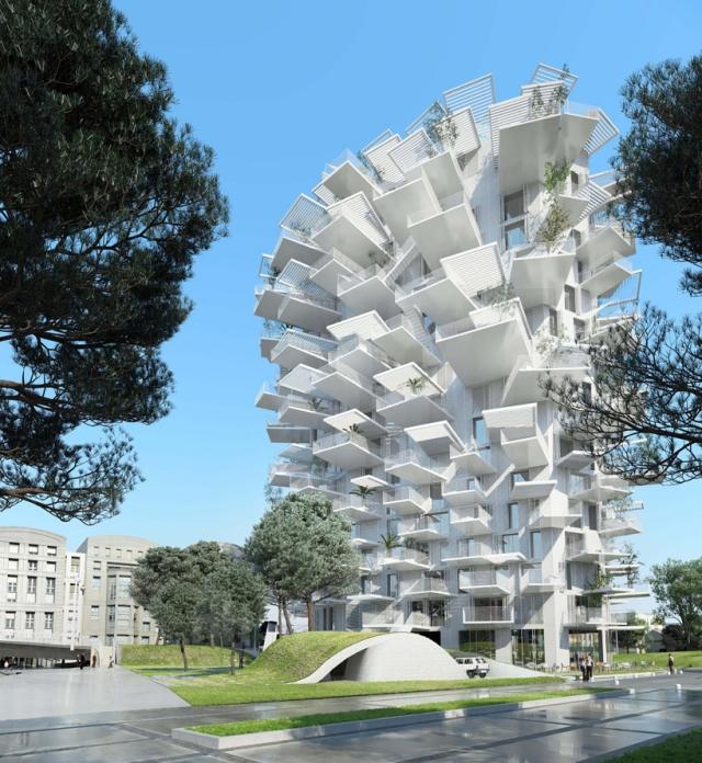 Wohnturm Hochhaus arbre blanc-große Balkone-Montpellier