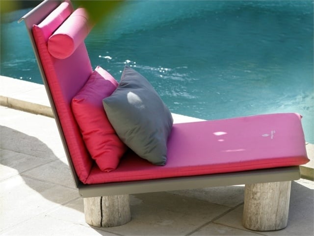 gepolstert stahl gestell-lounge Liegestuhl pink auflage Cathérine Op De Beeck