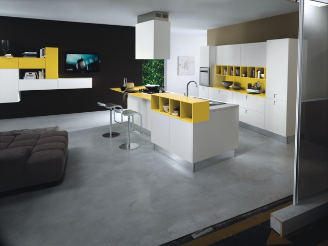küche raumplanung modulare möbel ideen weiß-gelb-quadra