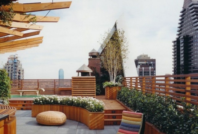 Pflanzkübel Holz Terrasse Sonnenschutz Terrasse