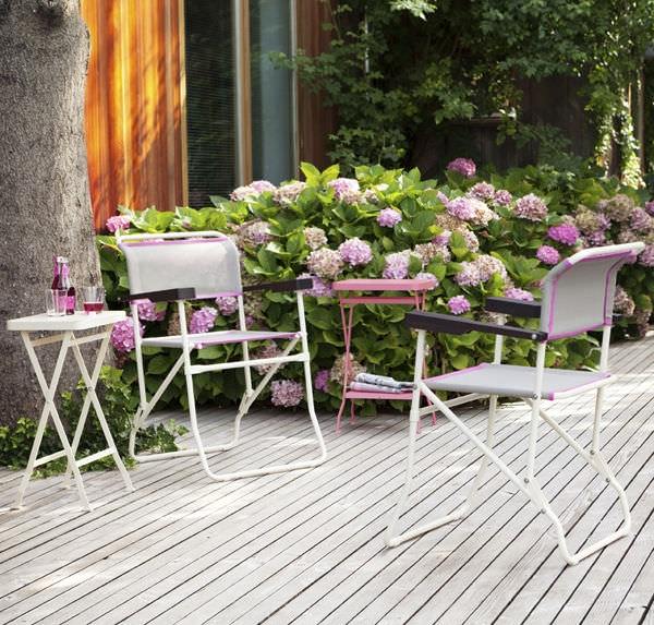 klappstühle für garten-terrasse metall weiß lackiert armlehnen klappsessel