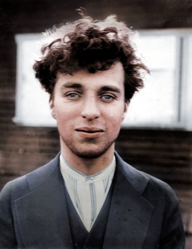 kolorierte fotos Charlie Chaplin 1916 27 jahre alt