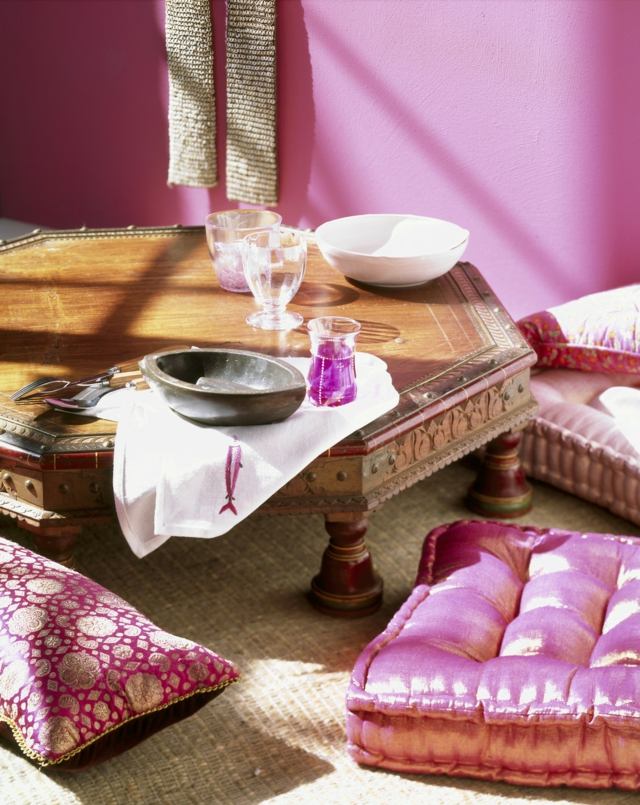 wohnen Sitzkissen niedriger Tisch rosa Farbe
