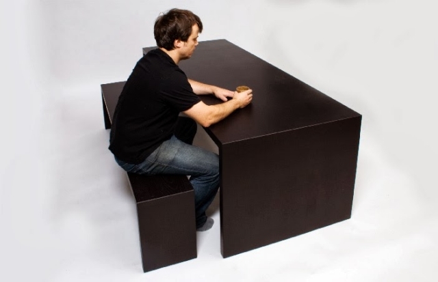 innovation schlichter Holz-Tisch-sitzbank-reagiert auf Körperwärme