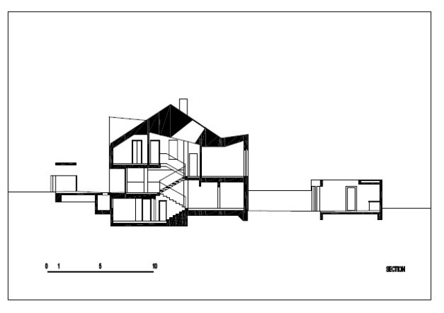 minimalistisches haus zwei-etagen zwischenetagen dva arhitekta ansicht-im-schnitt