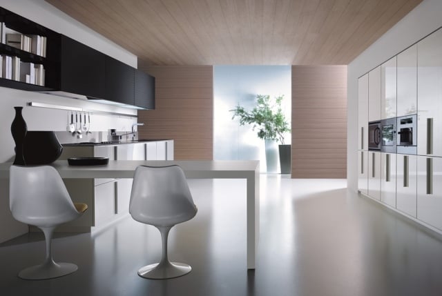 moderne einbauküchen-design ideen-hochglanz küche manhattan