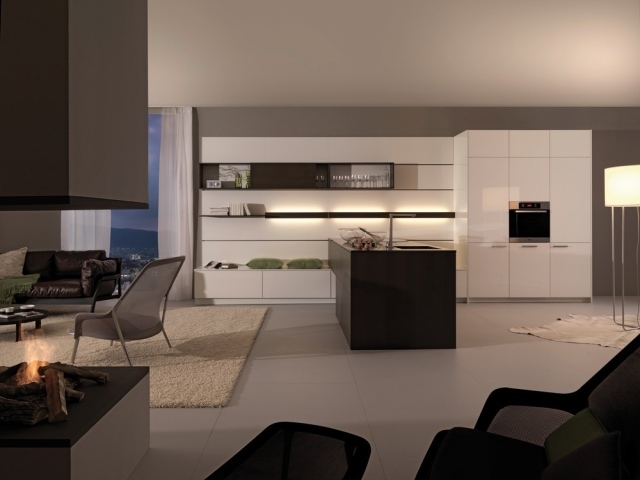 grifflose-küchenschränke schwarz-weiß grau integrierte geräte