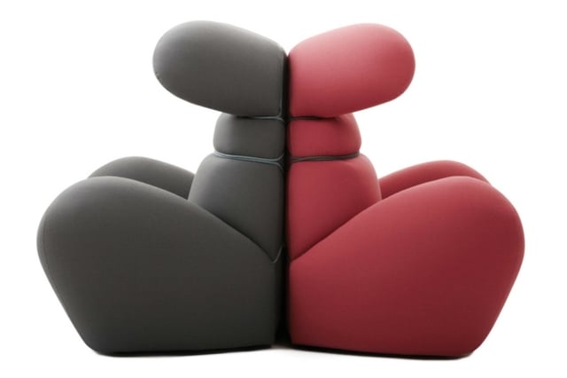 Möbelstück Kreative Designer Sessel zwei Farben himbeerot grau