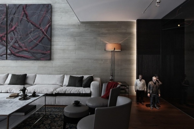 modernes wohnzimmer grau rot Tanju Özelgin