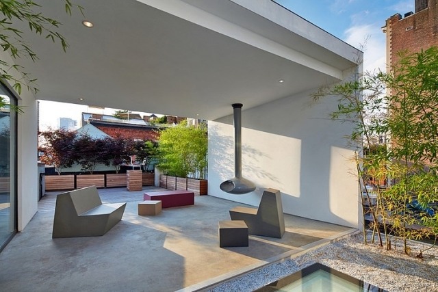 new york city-wohnung terrasse-pflanzen sichtschutz soho appartement