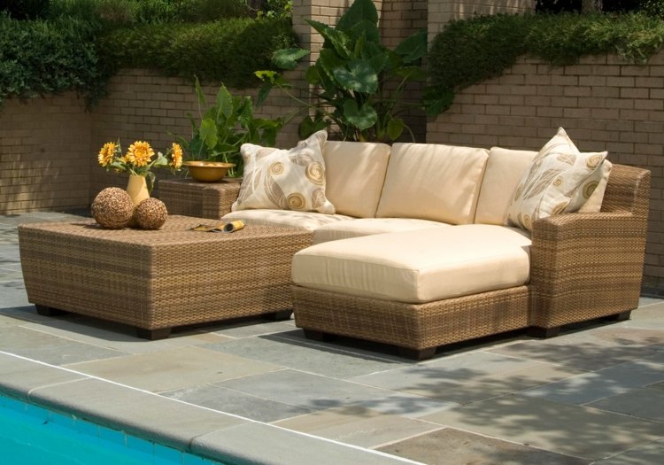 outdoor möbel sets poolbereich-braun-rattan-beige-komfort