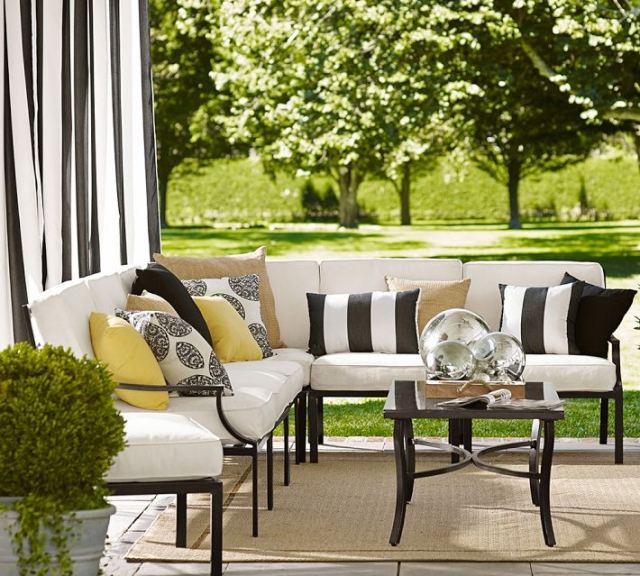 outdoor sofa-set couchtisch metallgestell-couchkissen gemustert