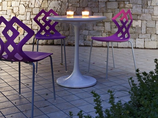polypropylen stuhl stappelbar garten lila ZAHIRA ALMA DESIGN