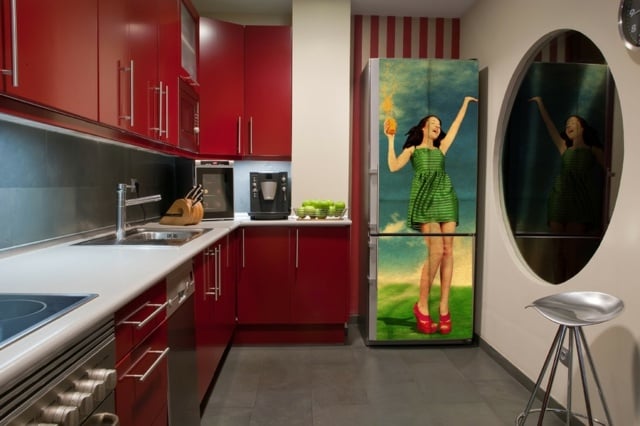Kühlschrank aufpeppen Wandtattoo coole Idee Dekoration