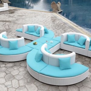 modulare lounge terrasse polstersofa weiß-blau