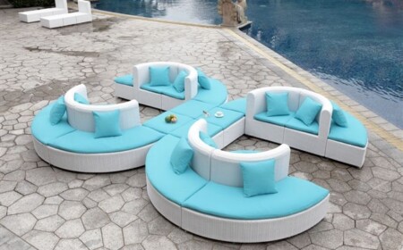 modulare lounge terrasse polstersofa weiß-blau