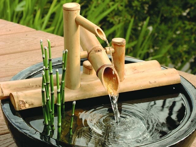 gestalten Zimmerbrunnen Balkon Bambus selber bauen