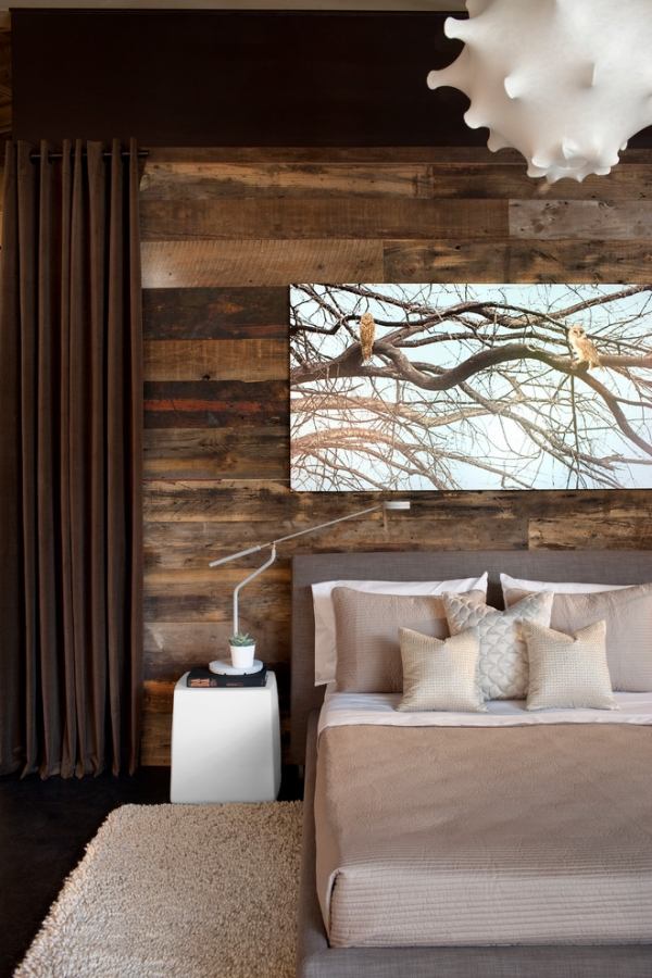 schlafzimmer wohnideen gestaltung-mit Holzdielen-rustikaler charme