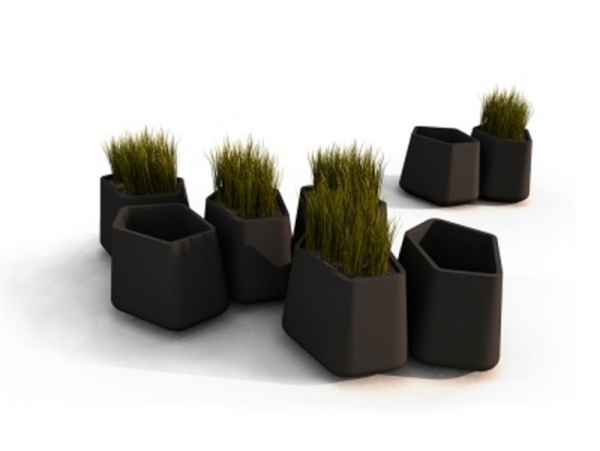 stylische Pflanzenkübel-Blumengefäße design für terrasse und balkon-schwarz