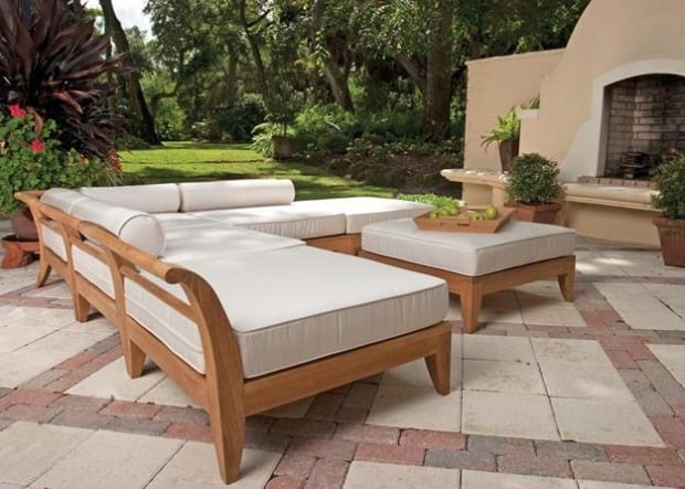 teakholz Möbel-sofa Set für garten polsterauflagen-Kamin Bereich